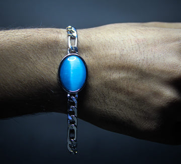 Silver Chain Bracelet With Froza Imitate Stone For Men