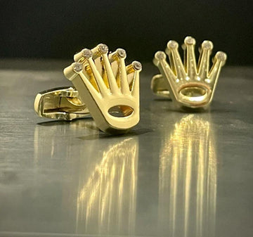 Golden Rolex Crown Cufflinks For Men