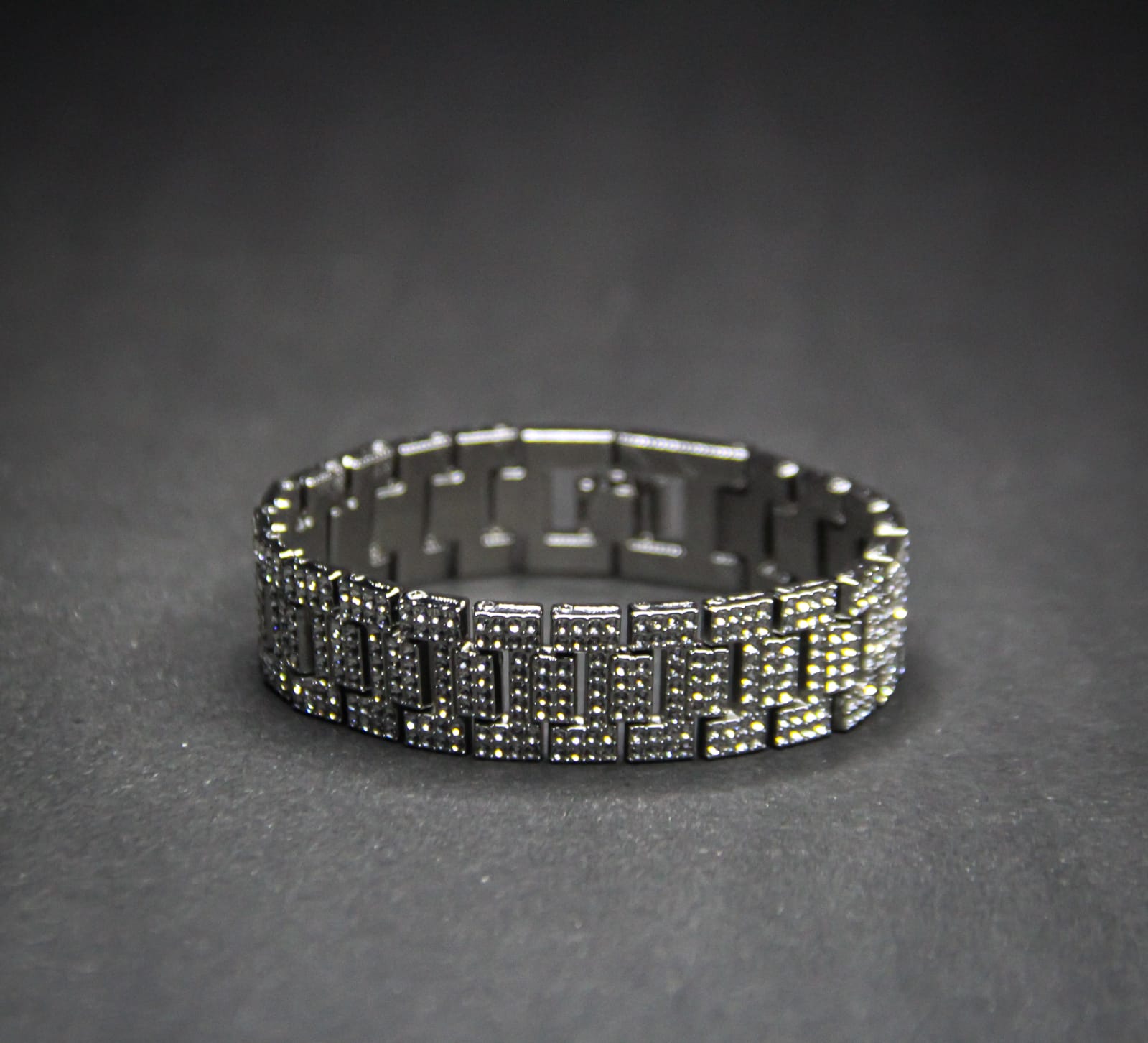 12.5 mm Gray flex Beaded Miami Cuban chain Bracelet