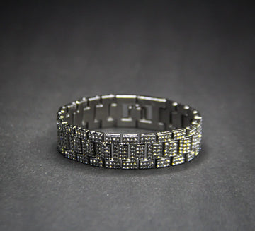 12.5 mm Gray flex Beaded Miami Cuban chain Bracelet