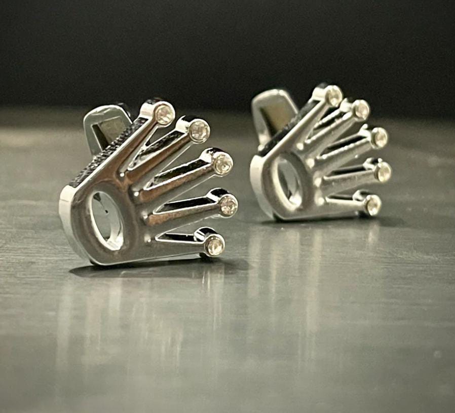 Silver Rolex Crown Cufflinks For Men