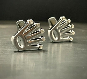 Silver Rolex Crown Cufflinks For Men