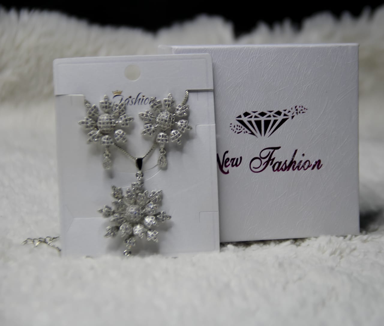 Silver Necklace Set With Earring For Girls