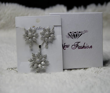 Silver Necklace Set With Earring For Girls