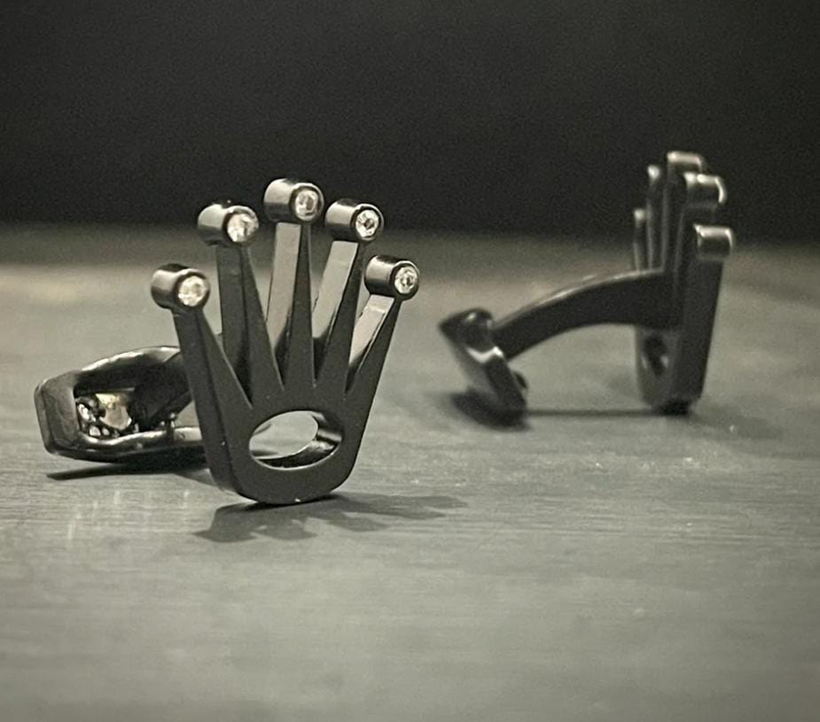 Black Rolex Crown Cufflinks For Men
