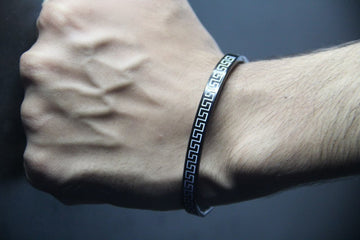 Royal Roman Numerals Black Bracelet For Men